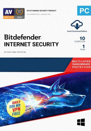 Bitdefender Internet Security 10 Devices 1 Year Windows (Email Delivery) - Image 1