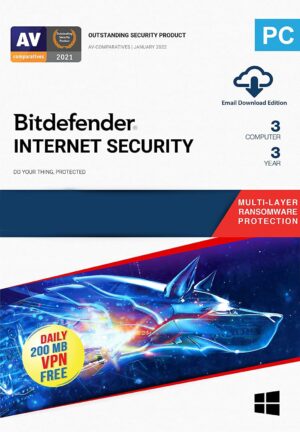 Bitdefender Internet Security 3 Devices 3 Year Windows (Email Delivery) - Image 1
