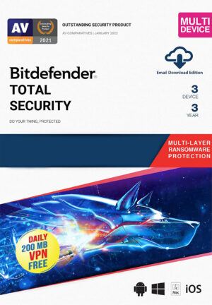 Bitdefender Total Security 3 Devices 3 Year Windows/Mac/Android/iOS (Digital Delivery) - Image 1
