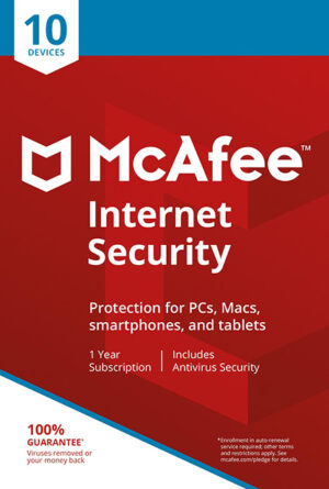 McAfee Internet Security 10 Devices 1 Year Windows/Mac/Android/iOS (Digital Delivery) (Global Key) - Image 1