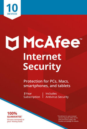 McAfee Internet Security 10 Devices 3 Year Windows/Mac/Android/iOS (Digital Delivery) (Global Key) - Image 1