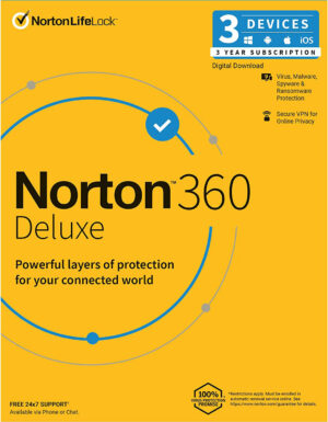 Norton 360 Deluxe 3 Devices 3 Year Windows/Mac/Android/iOS (Digital Delivery) (Global Key) - Image 1